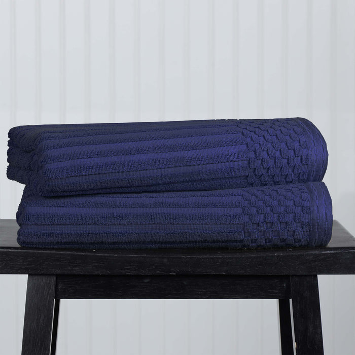 Cotton Ribbed Textured Super Absorbent 2 Piece Bath Towel Set