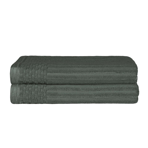 Cotton Ribbed Textured Super Absorbent 2 Piece Bath Towel Set - Pine