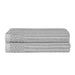 Cotton Ribbed Textured Super Absorbent 2 Piece Bath Towel Set - Silver