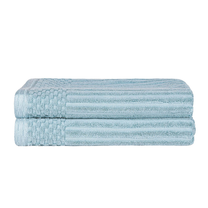 Cotton Ribbed Textured Super Absorbent 2 Piece Bath Towel Set - Slate Blue