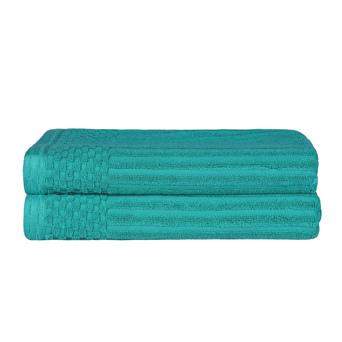 Cotton Ribbed Textured Super Absorbent 2 Piece Bath Towel Set - Turquoise