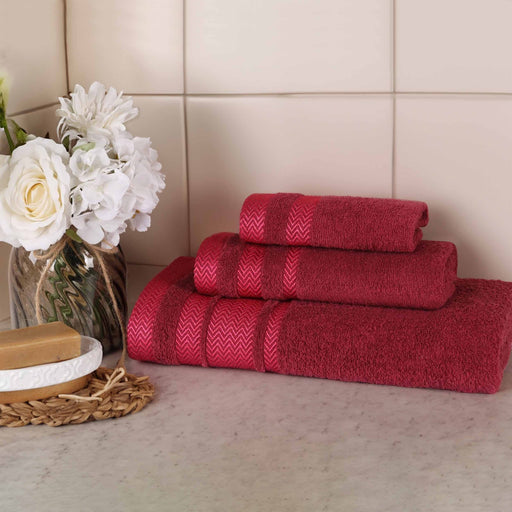 Hays Cotton Medium Weight 3 Piece Bathroom Towel Set - Cranberry
