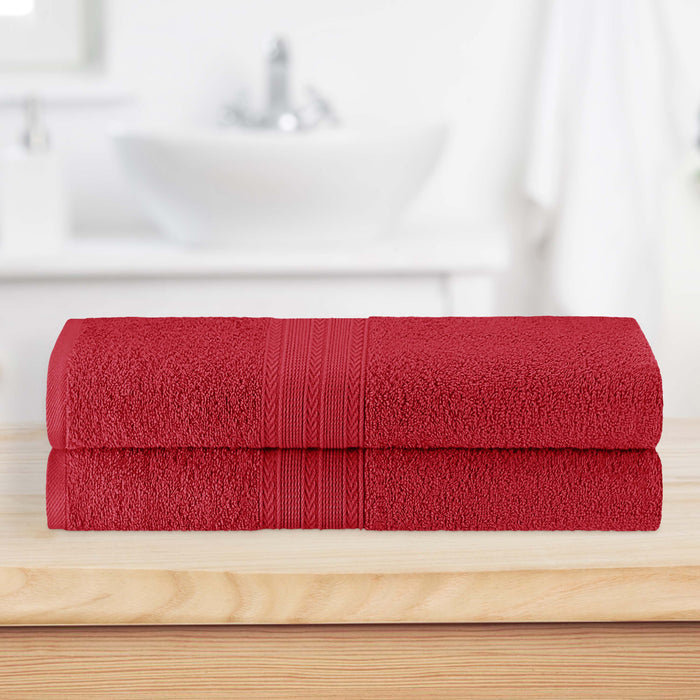 Cotton Eco Friendly 2 Piece Solid Bath Sheet Towel Set - Cranberry