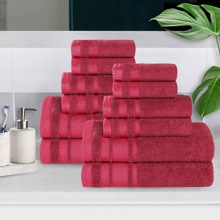 Hays Cotton Medium Weight 12 Piece Bathroom Towel Set - Cranberry