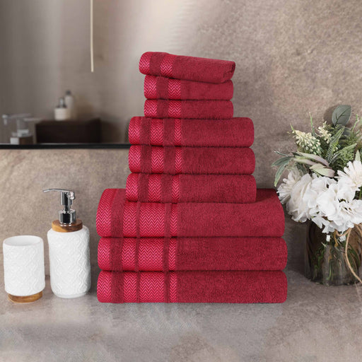 Hays Cotton Medium Weight 9 Piece Bathroom Towel Set - Cranberry