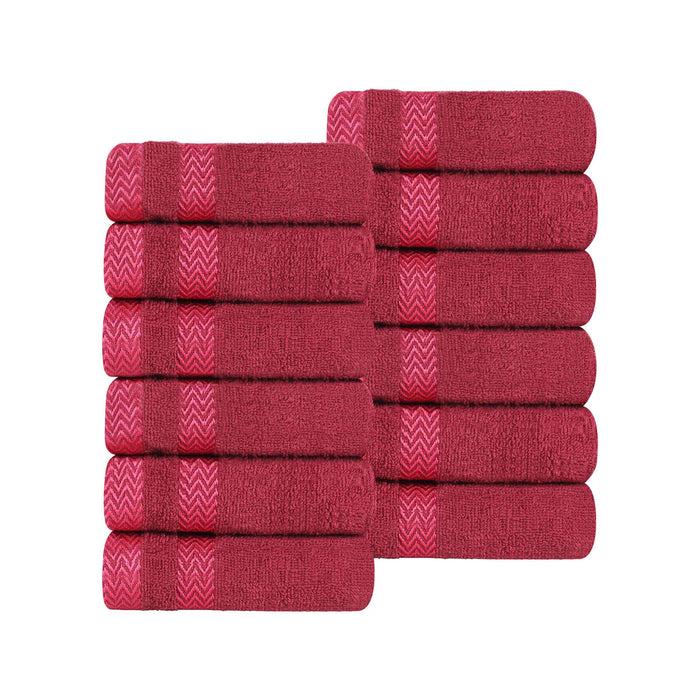 Hays Cotton Medium Weight Face Towel Washcloth Set of 12 - Cranberry