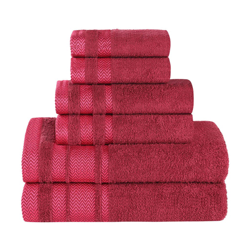 Hays Cotton Medium Weight 6 Piece Bathroom Towel Set - Cranberry