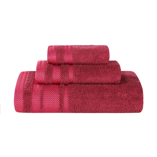 Hays Cotton Medium Weight 3 Piece Bathroom Towel Set - Cranberry