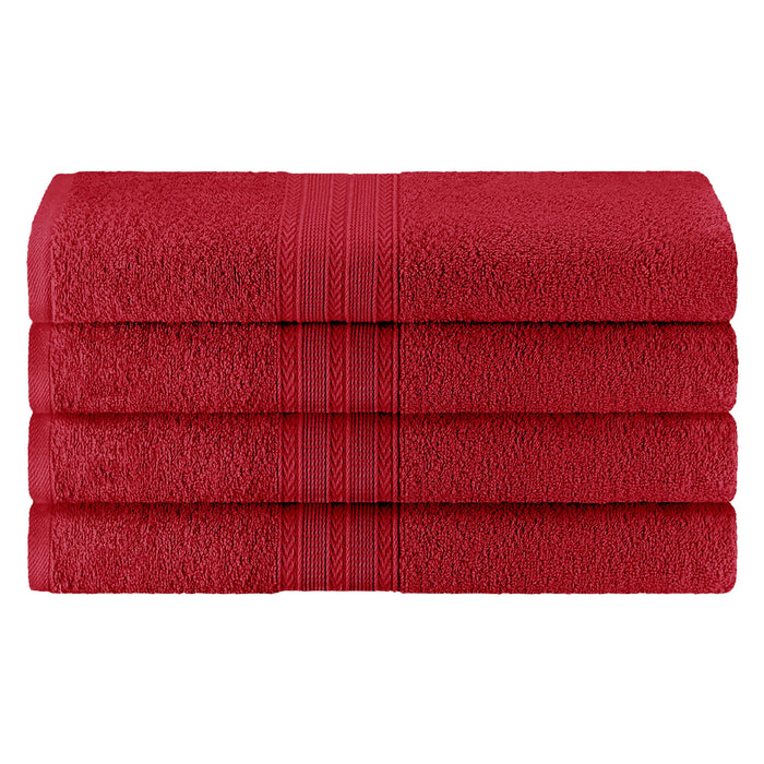 Cotton Eco-Friendly 4 Piece Solid Bath Towel Set - Cranberry