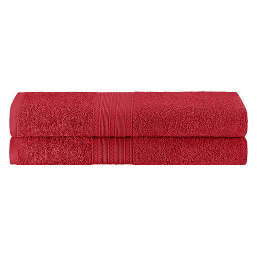 Cotton Eco Friendly 2 Piece Solid Bath Sheet Towel Set - Cranberry