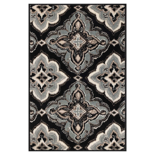 Crawford Floral Medallion Ornamental Indoor Area Rug - Black