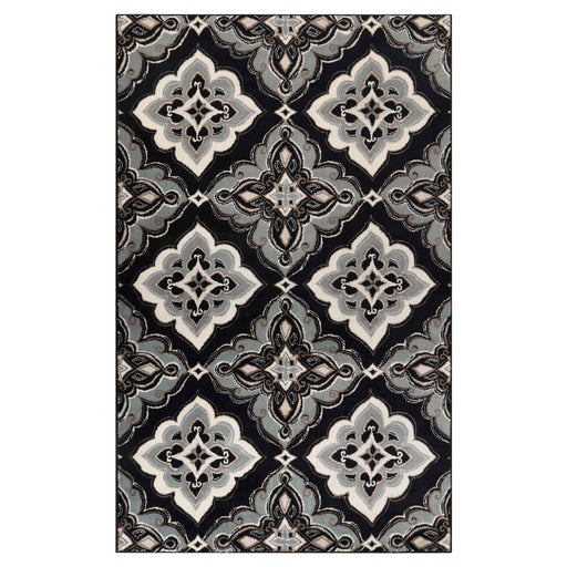 Crawford Floral Medallion Ornamental Indoor Area Rug - Black