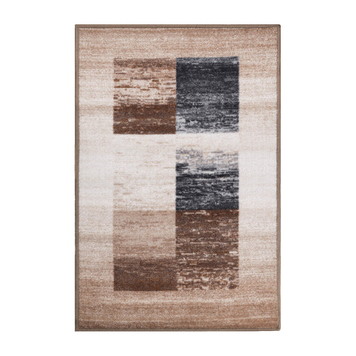 Lockwood Color Block Non-Slip Washable Indoor Area Rug or Runner - Cream