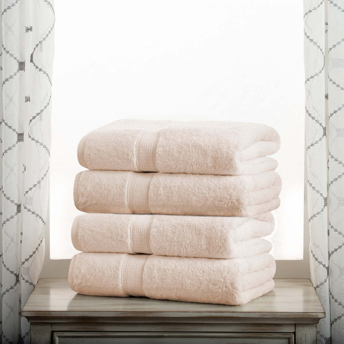 Egyptian Cotton Pile Plush Heavyweight Soft 4 Piece Bath Towel Set