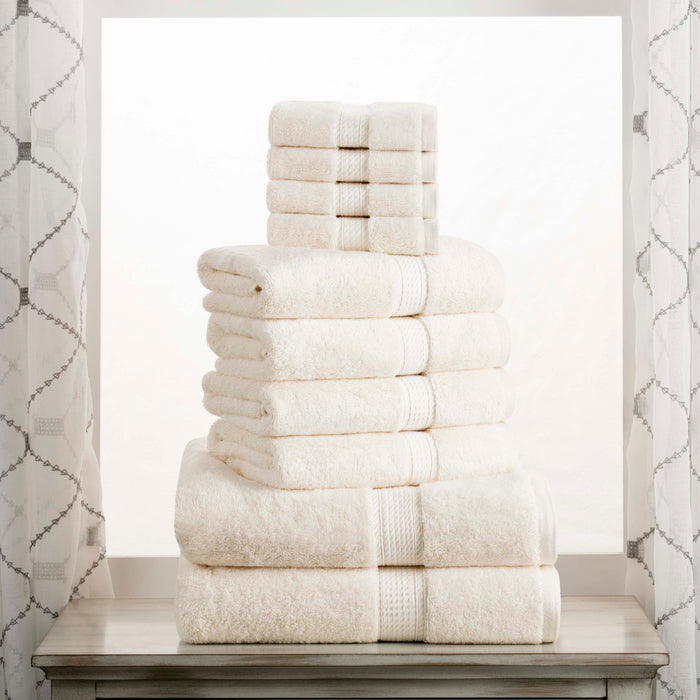 Egyptian Cotton Plush Heavyweight Absorbent Luxury 10 Piece Towel Set - Cream