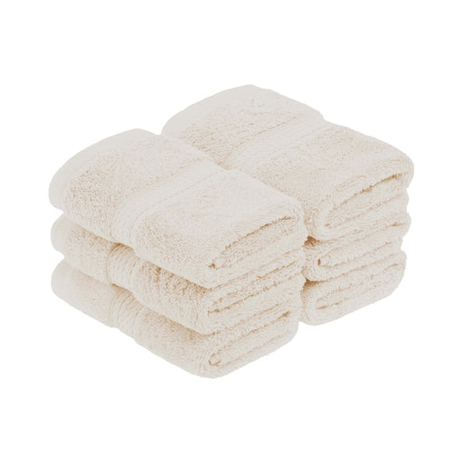 Egyptian Cotton Pile Plush Heavyweight Absorbent Face Towel Set of 6 - Cream