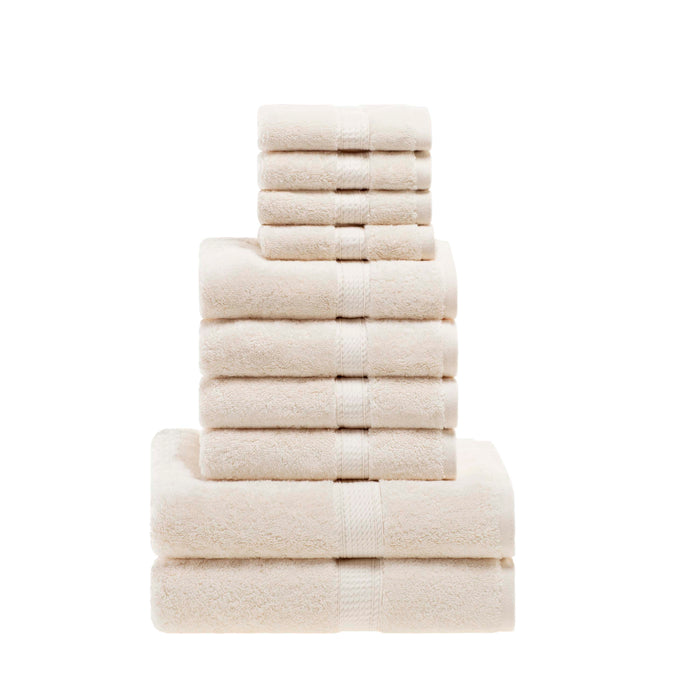 Egyptian Cotton Plush Heavyweight Absorbent Luxury 10 Piece Towel Set - Cream