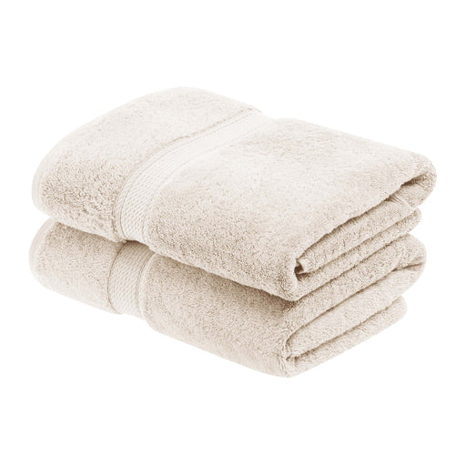 Egyptian Cotton Pile Plush Heavyweight Bath Towel Set of 2 - Cream
