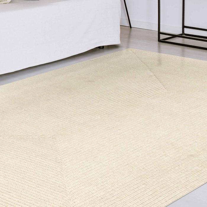 Bohemian Rectangle Indoor Outdoor Rugs Solid Braided Area Rug - Cream