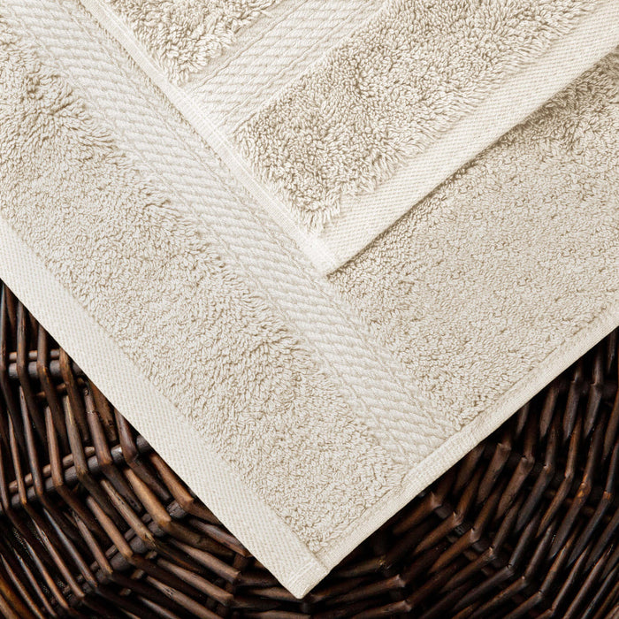 Egyptian Cotton Pile Plush Heavyweight Absorbent 6 Piece Towel Set - Cream