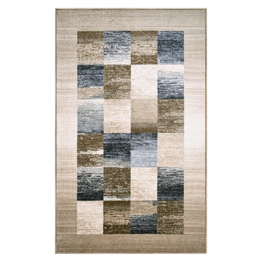 Lockwood Color Block Non-Slip Washable Indoor Area Rug or Runner - Cream