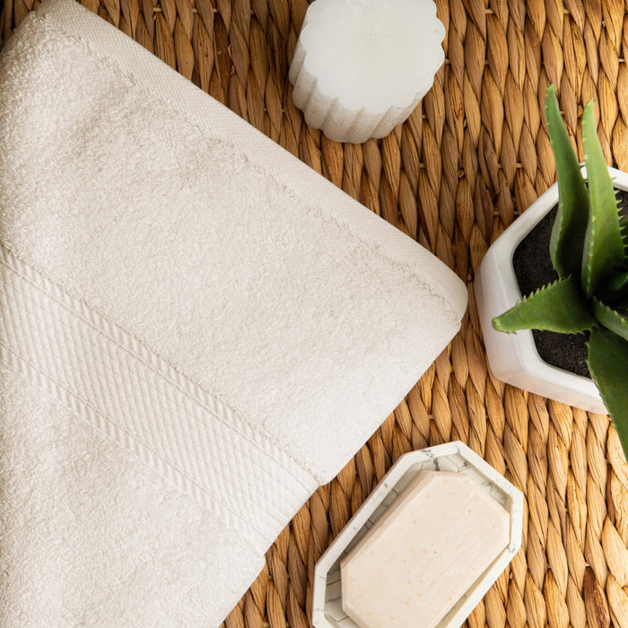 Egyptian Cotton Pile Plush Heavyweight Absorbent Bath Sheet Set of 2 - Cream