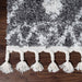 Serafina Boho Tribal Geometric Indoor Shag Area Rug with Tassels - Cream/Black