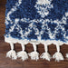 Serafina Boho Tribal Geometric Indoor Shag Area Rug with Tassels - Cream/Blue