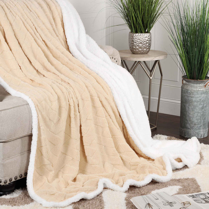 Nuuk Reversible Jacquard Lattice Plush Sherpa Fleece Blanket