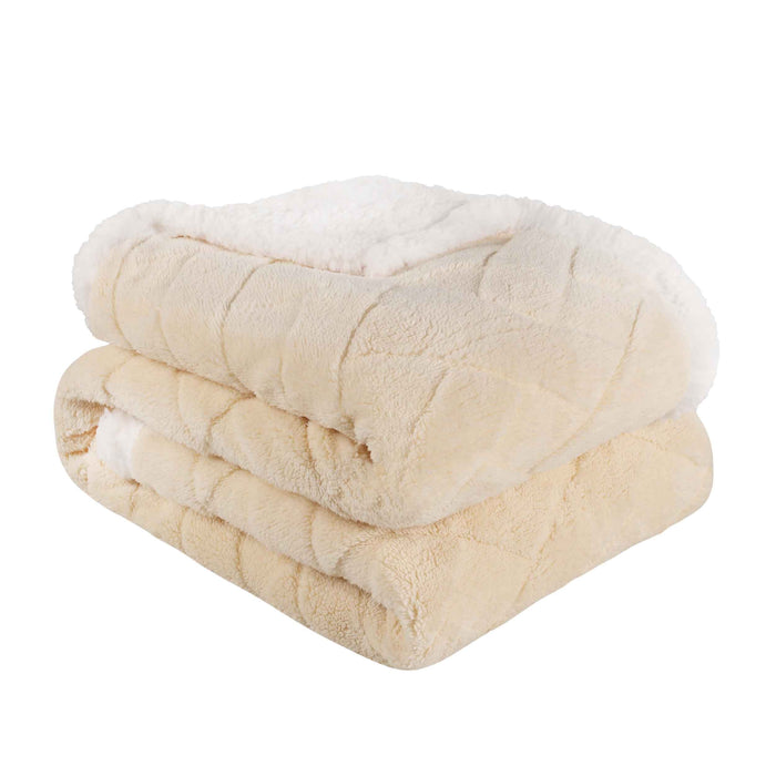 Nuuk Reversible Jacquard Lattice Plush Sherpa Fleece Blanket