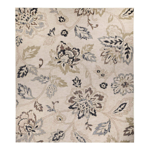 Jacobean Floral Modern Farmhouse Indoor Area Rug or Runner Rug -Cream