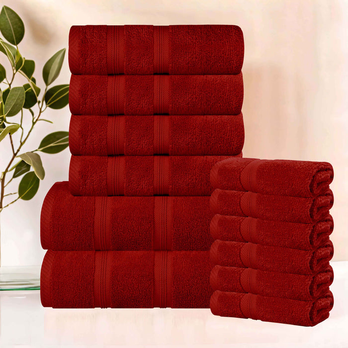 Smart Dry Zero Twist Cotton 12 Piece Solid Assorted Towel Set