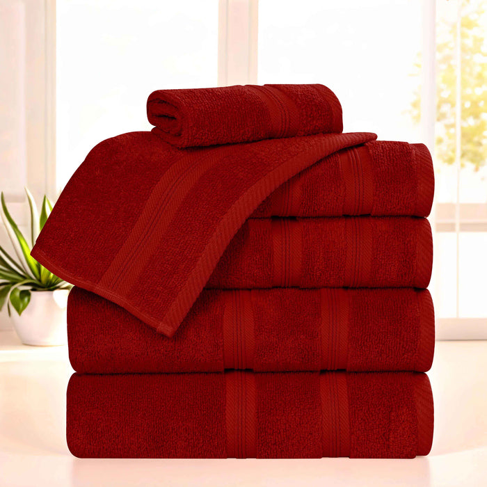 Smart Dry Zero Twist Cotton 6 Piece Solid Assorted Towel Set