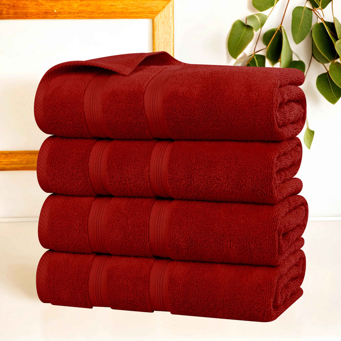 Smart Dry Zero Twist Medum Weight Cotton Solid Bath Towels, Set of 4