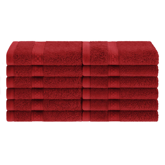Rayon from Bamboo Blend Solid 12 Piece Face Towel Set - Crimson