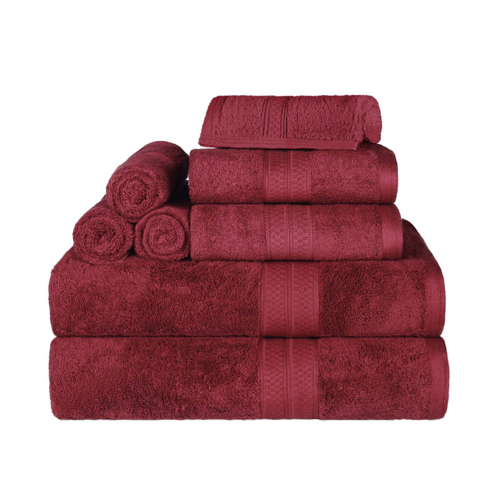 Ultra-Soft Rayon from Bamboo Cotton Blend 8 Piece Towel Set - Crimson