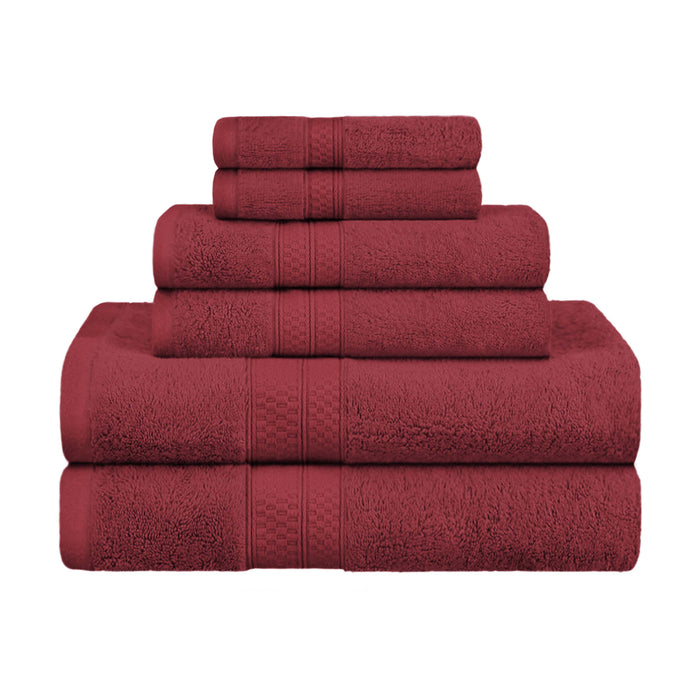 Ultra-Soft Rayon from Bamboo Cotton Blend 6 Piece Towel Set - Crimson