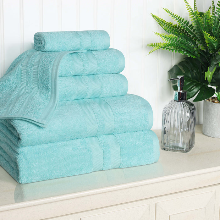 Cotton Ultra Soft 6 Piece Solid Towel Set - Cyan