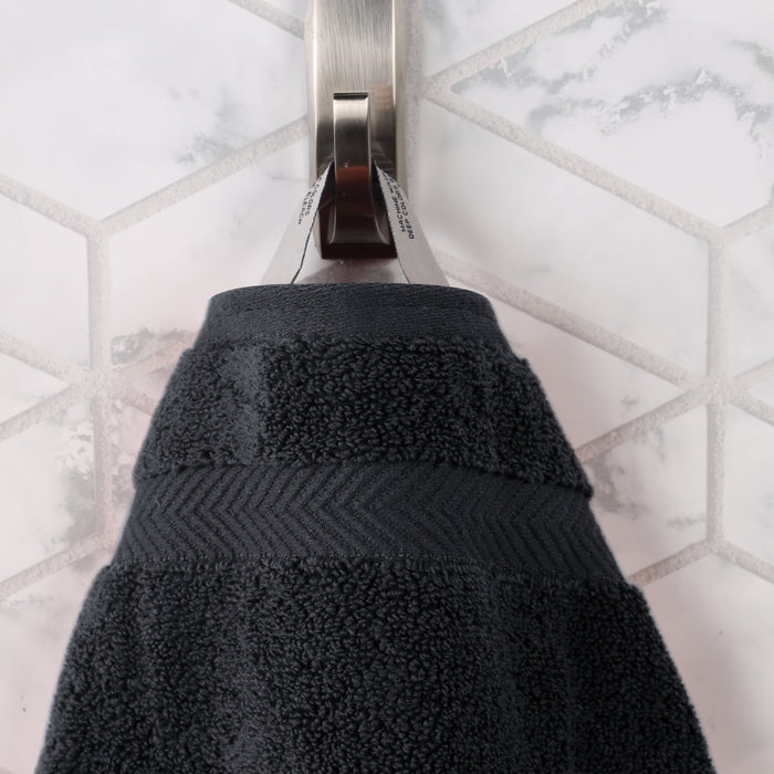 Zero Twist Cotton Solid Ultra-Soft Absorbent Hand Towel Set of 6 - Black