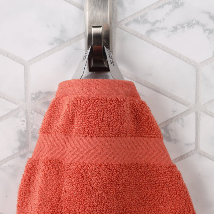 Zero Twist Cotton Solid Ultra-Soft Absorbent Hand Towel Set of 6 - Brick