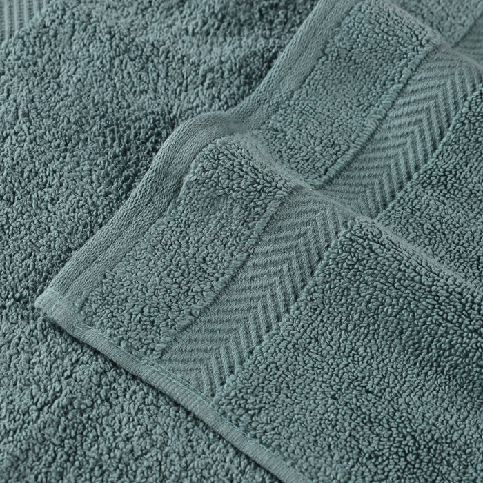Zero Twist Cotton Ultra-Soft Absorbent Assorted 12 Piece Towel Set - Jade Green