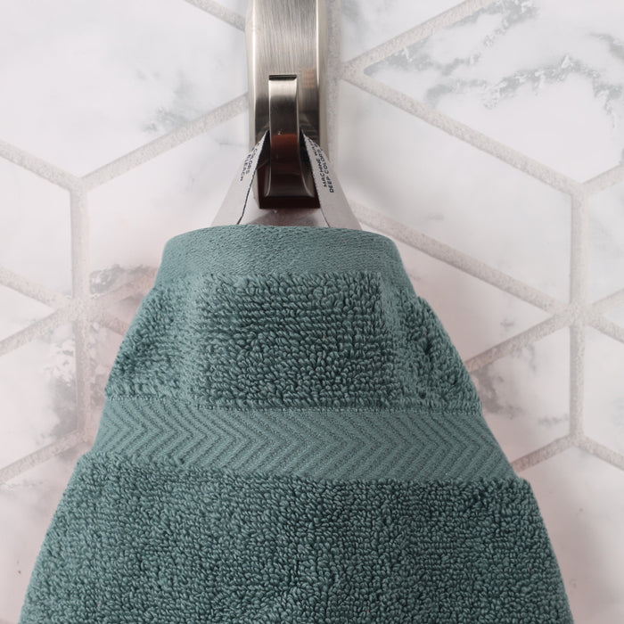 Zero Twist Cotton Ultra-Soft Absorbent Assorted 12 Piece Towel Set - Jade Green