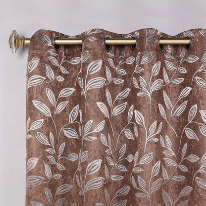 Leaves Machine Room Darkening Blackout Curtains, Set of 2
