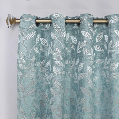 Leaves Machine Room Darkening Blackout Curtains, Set of 2