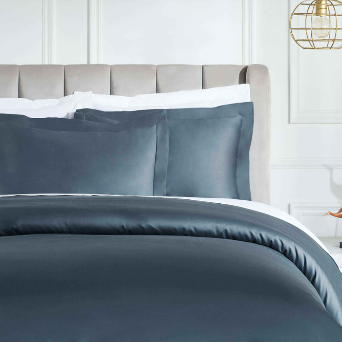 Egyptian Cotton 850 Thread Count Solid Duvet Cover Set - DarkBlue