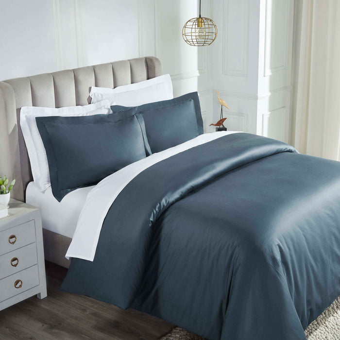 Egyptian Cotton 850 Thread Count Solid Duvet Cover Set - DarkBlue