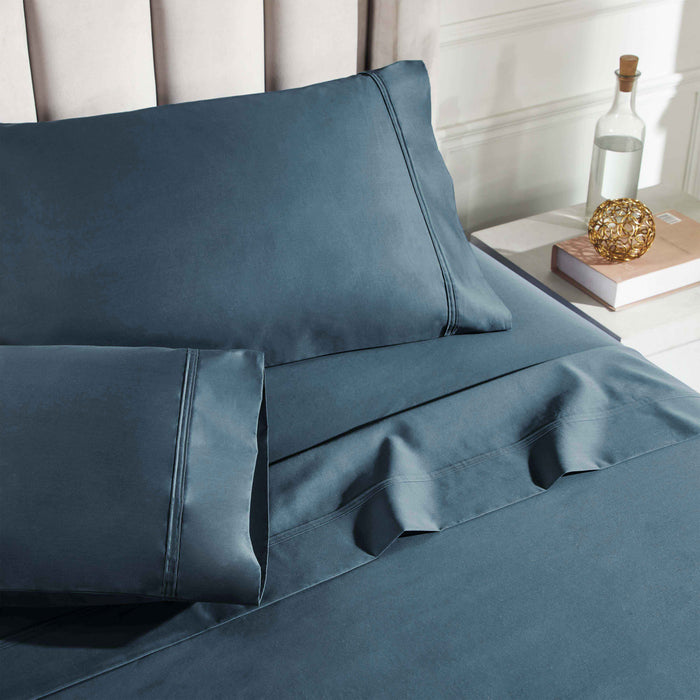 Egyptian Cotton 850 Thread Count Solid Bed Sheet Set - DarkBlue