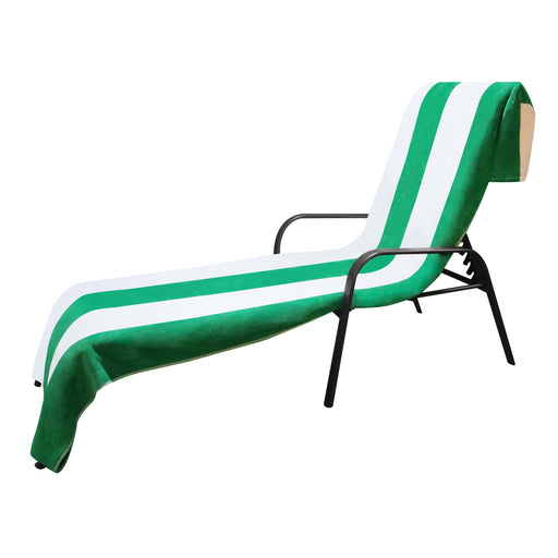 Cotton Standard Size Cabana Stripe Chaise Lounge Chair Cover - Dark Green