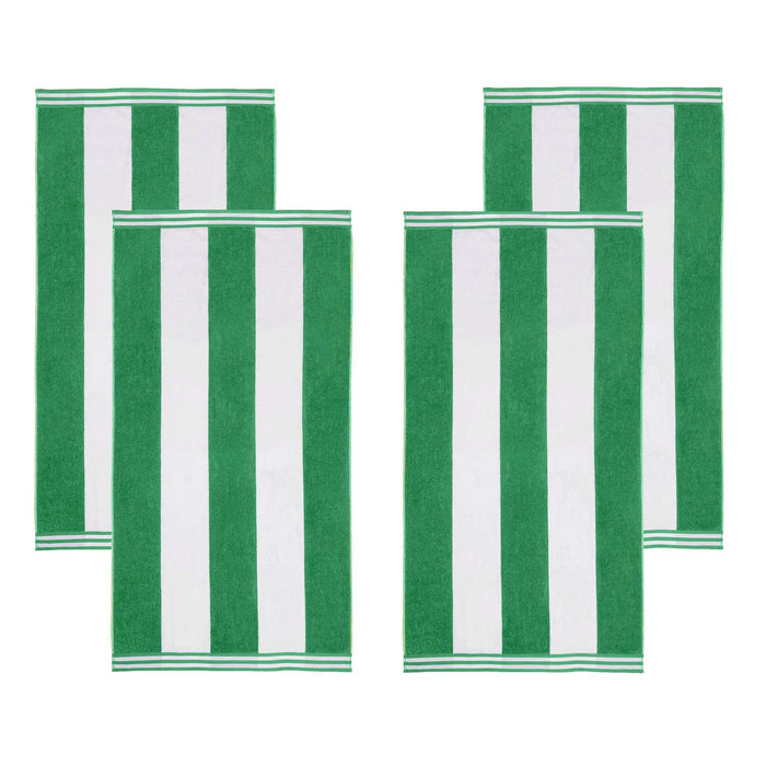 Cabana Stripe Oversized Cotton Beach Towel Set - Green