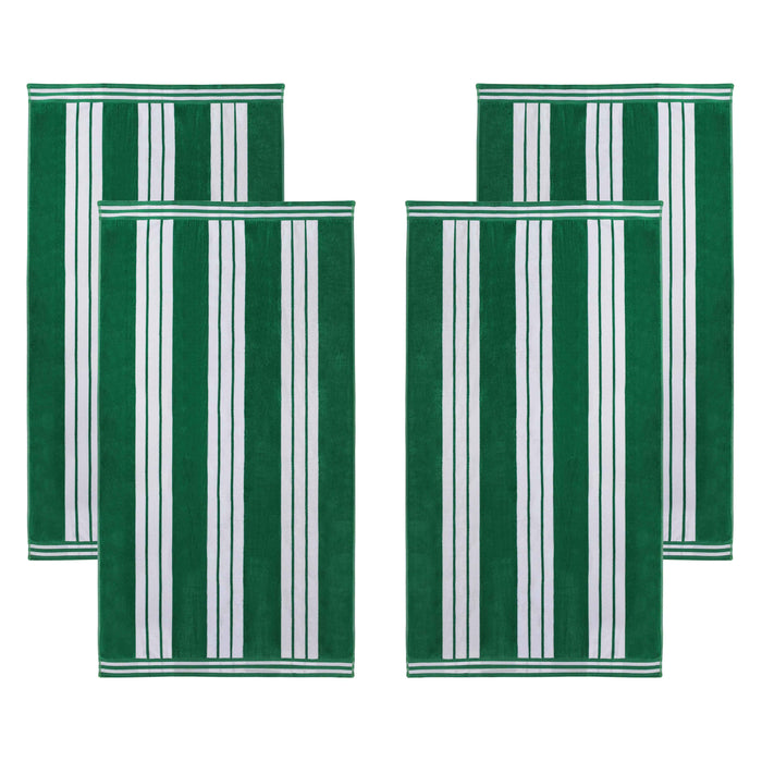 Cabana Stripe Oversized Cotton Beach Towel Set Of 2, 4, 6 - DarkGreen